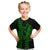 Polynesian Kid T Shirt Hawaiian Warrior and Aloha Girl With Hammerhead Shark Tattoos Green LT6 Green - Polynesian Pride