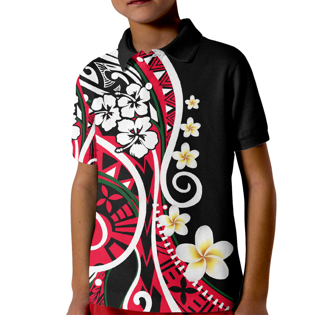Plumeria Polynesian Kid Polo Shirt Trending Red LT6 Kid Red - Polynesian Pride