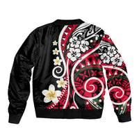 Plumeria Polynesian Sleeve Zip Bomber Jacket Trending Red LT6 - Polynesian Pride