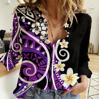Plumeria Polynesian Women Casual Shirt Trending Purple LT6 Female Purple - Polynesian Pride
