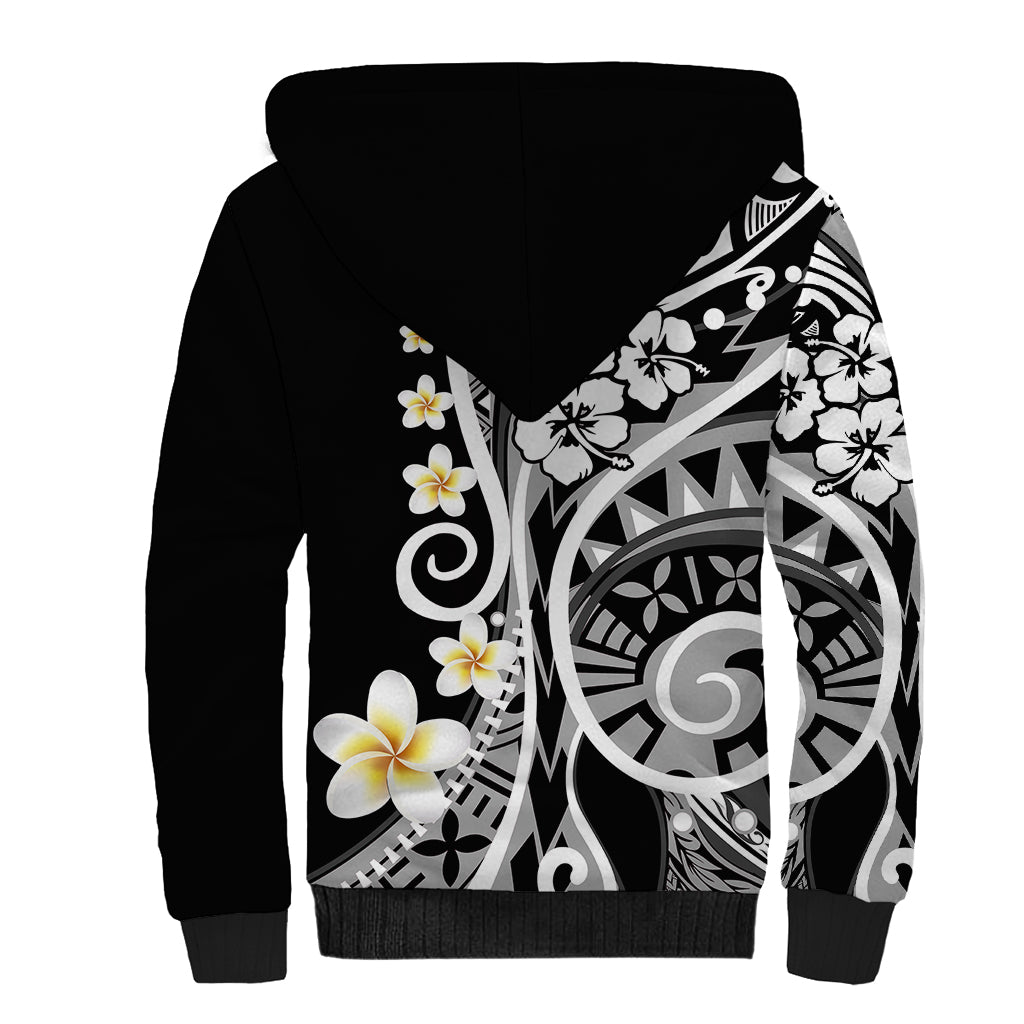 Plumeria Polynesian Sherpa Hoodie Trending Black LT6 - Polynesian Pride