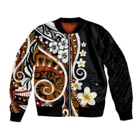 Plumeria Polynesian Bomber Jacket Trending Brown LT6 Unisex Brown - Polynesian Pride