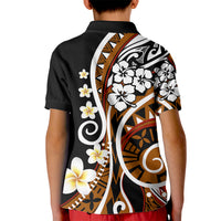 Plumeria Polynesian Kid Polo Shirt Trending Brown LT6 - Polynesian Pride