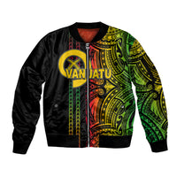 Custom Vanuatu Sleeve Zip Bomber Jacket Polynesian Tribal LT6 Unisex Black - Polynesian Pride