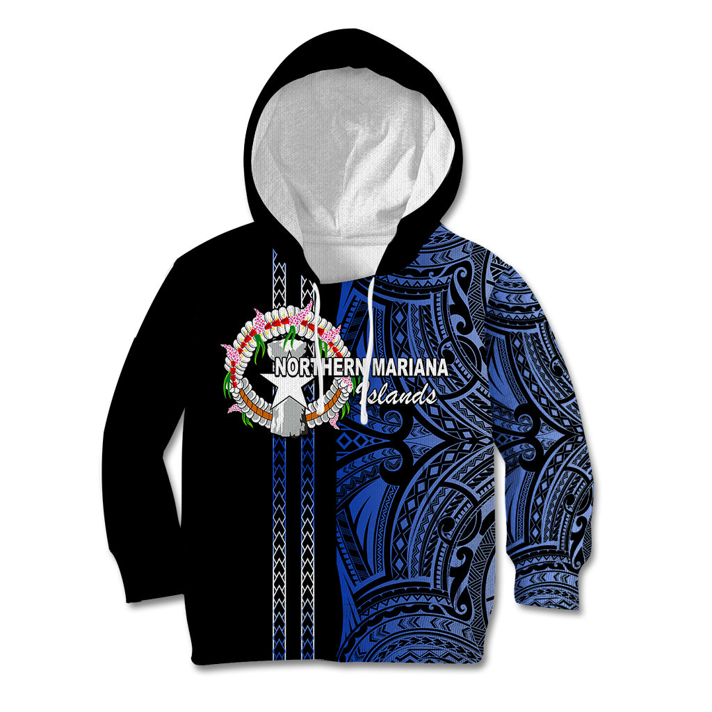 Custom Northern Mariana Islands Kid Hoodie Polynesian Tribal LT6 Blue - Polynesian Pride