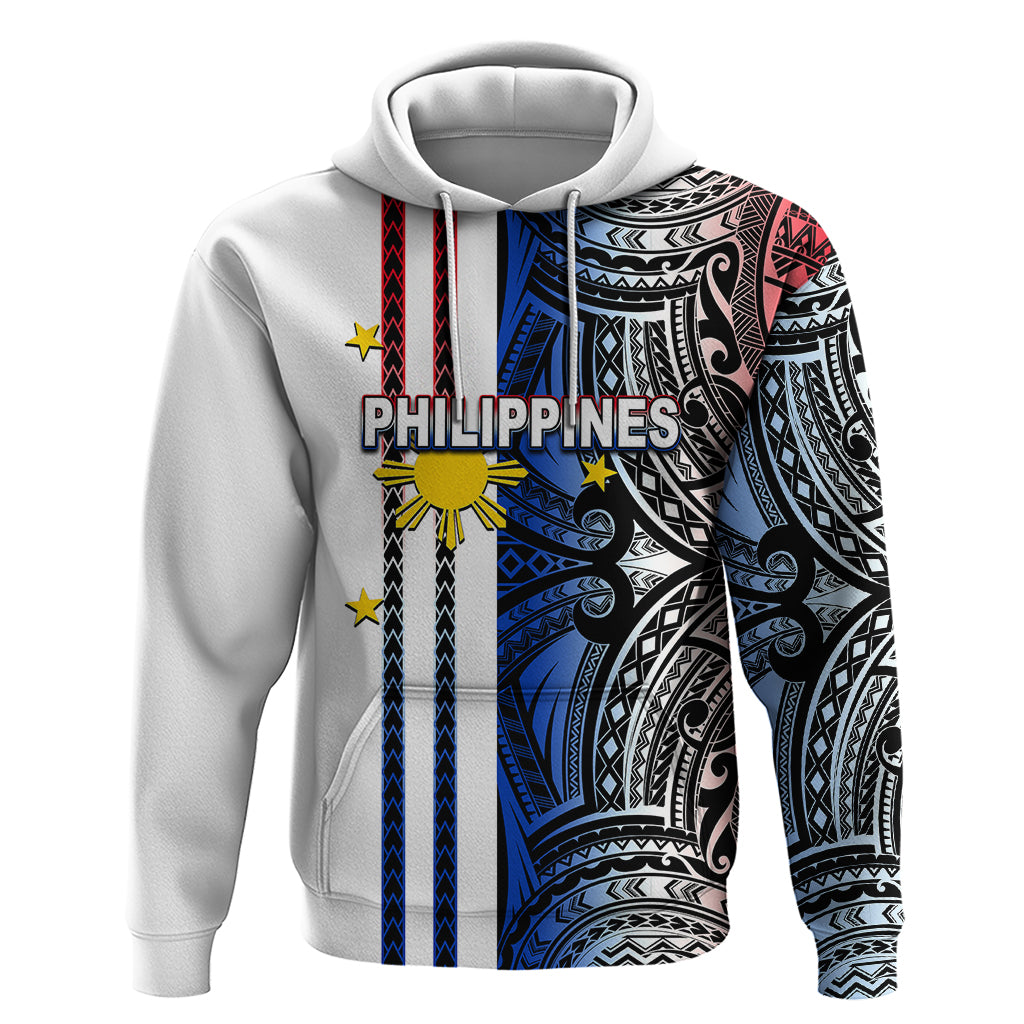 Custom Philippines Hoodie Polynesian Tribal White LT6 Pullover Hoodie White - Polynesian Pride