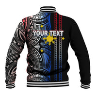 Custom Philippines Baseball Jacket Polynesian Tribal Black LT6 - Polynesian Pride