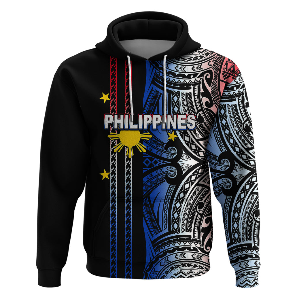 Custom Philippines Hoodie Polynesian Tribal Black LT6 Pullover Hoodie Black - Polynesian Pride