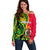 (Custom Personalised) Vanuatu Off Shoulder Sweater Polynesian Patterns LT6 Women Green - Polynesian Pride