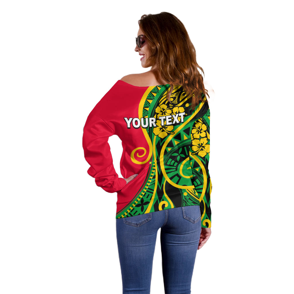 (Custom Personalised) Vanuatu Off Shoulder Sweater Polynesian Patterns LT6 - Polynesian Pride