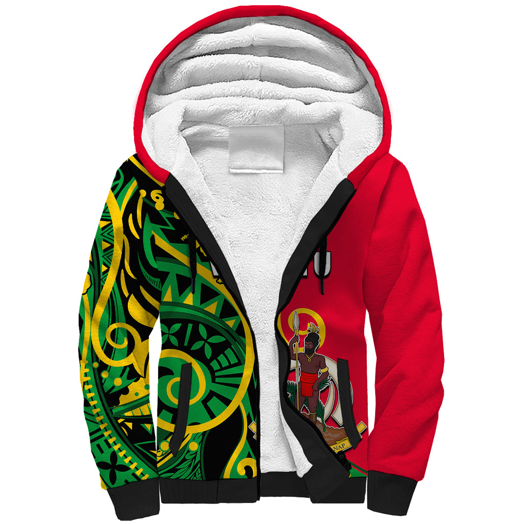 (Custom Personalised) Vanuatu Sherpa Hoodie Polynesian Patterns LT6 Unisex Green - Polynesian Pride