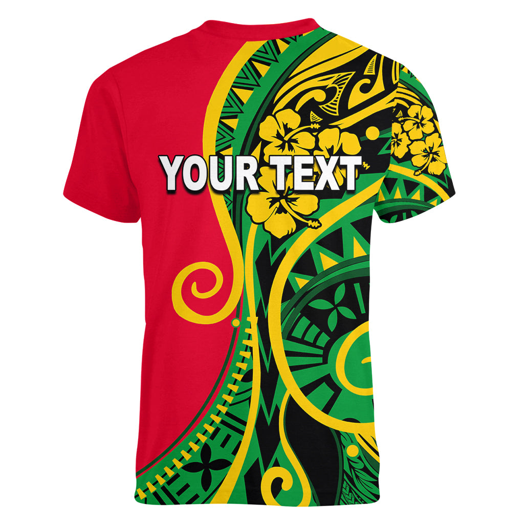 (Custom Personalised) Vanuatu Women V Neck T Shirt Polynesian Patterns LT6 - Polynesian Pride