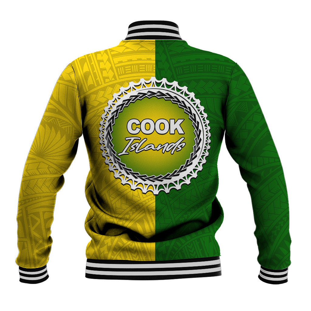 Cook Islands Baseball Jacket Yellow-Green Half Style LT6 - Polynesian Pride