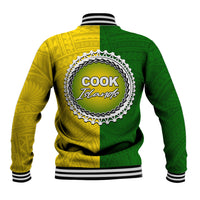 Cook Islands Baseball Jacket Yellow-Green Half Style LT6 - Polynesian Pride