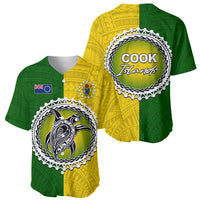 Cook Islands Baseball Jersey Yellow-Green Half Style LT6 - Polynesian Pride