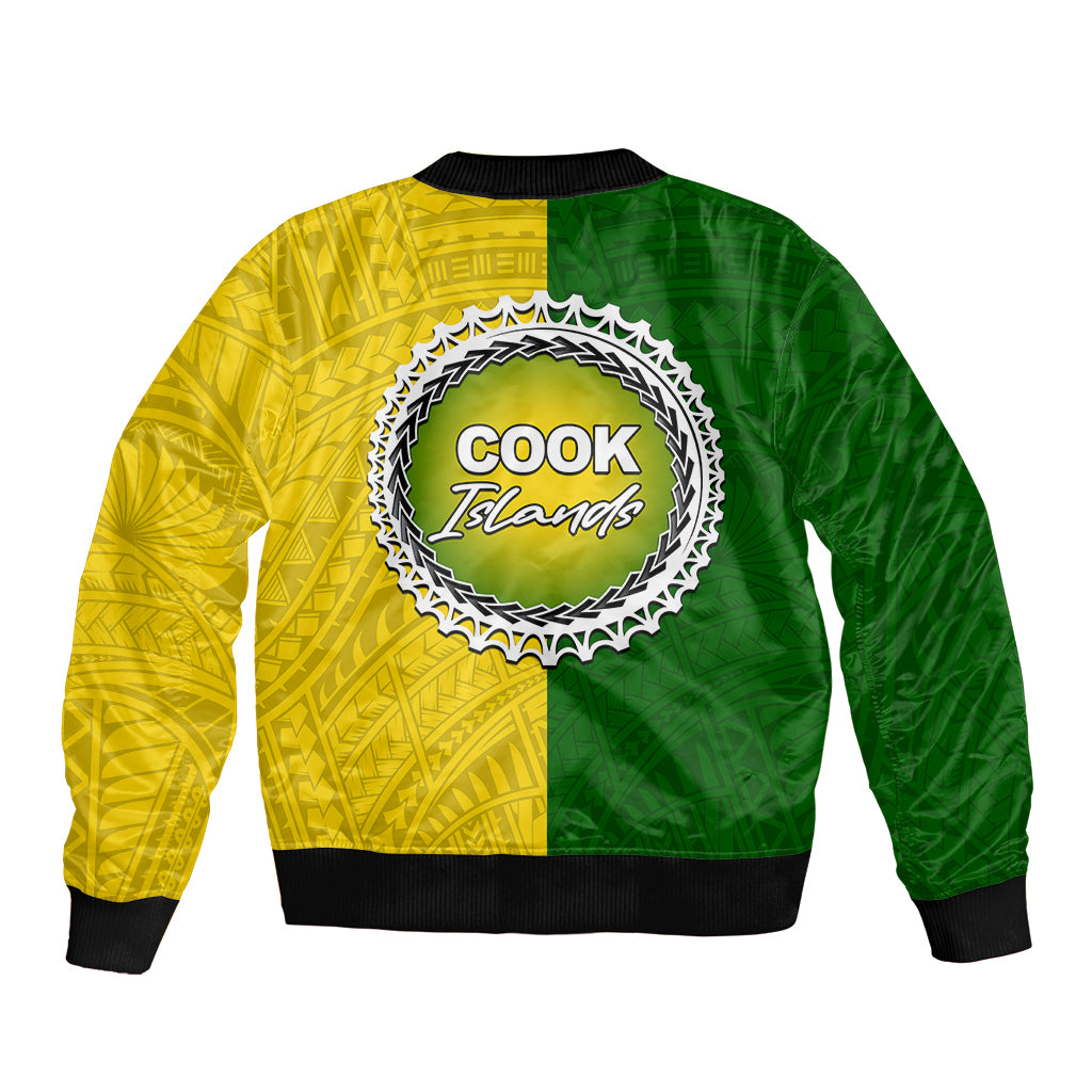 Cook Islands Bomber Jacket Yellow-Green Half Style LT6 - Polynesian Pride