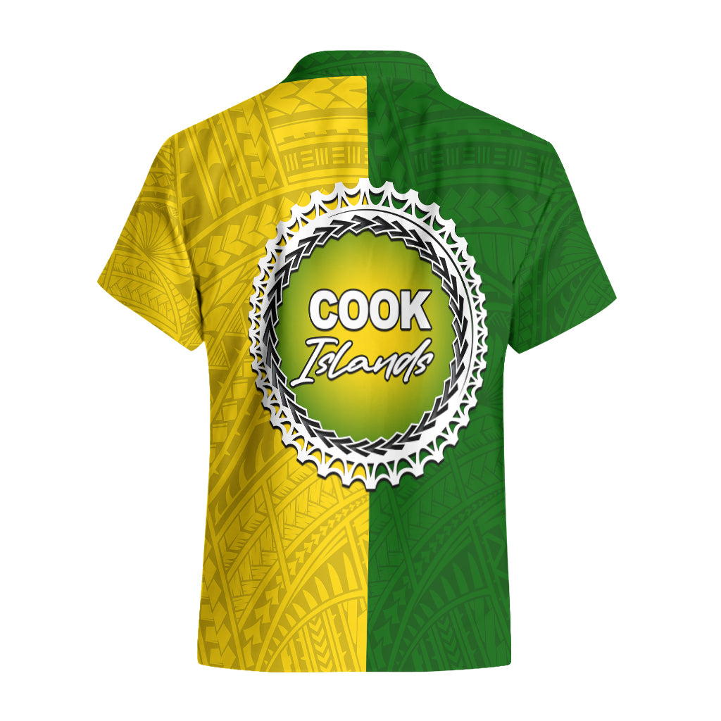 Cook Islands Hawaiian Shirt Yellow-Green Half Style LT6 - Polynesian Pride