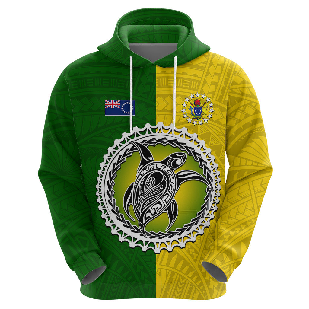 Cook Islands Hoodie Yellow Green Half Style LT6 Zip Hoodie Green - Polynesian Pride