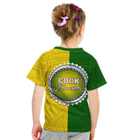 Cook Islands Kid T Shirt Yellow-Green Half Style LT6 - Polynesian Pride