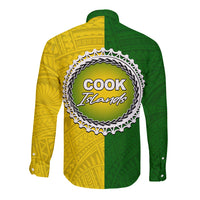 Cook Islands Long Sleeve Button Shirt Yellow-Green Half Style LT6 - Polynesian Pride