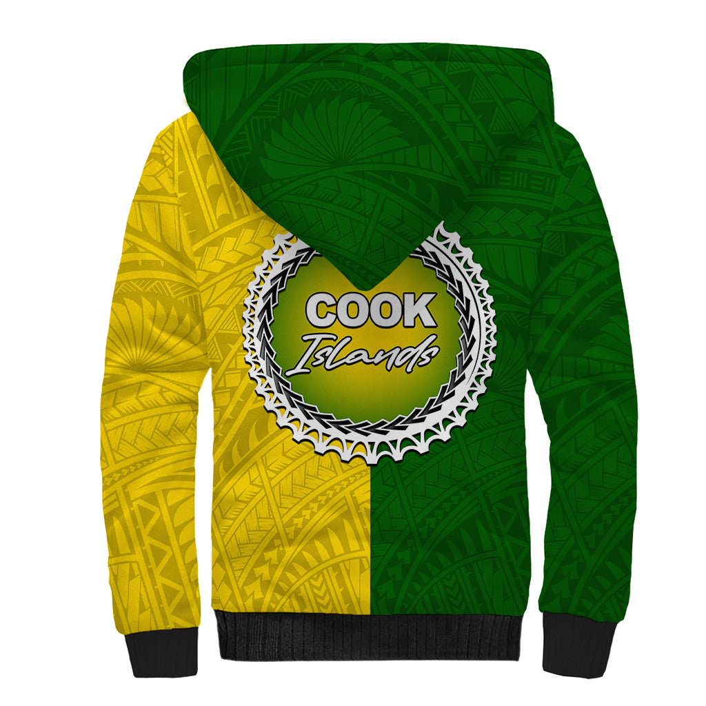 Cook Islands Sherpa Hoodie Yellow-Green Half Style LT6 - Polynesian Pride