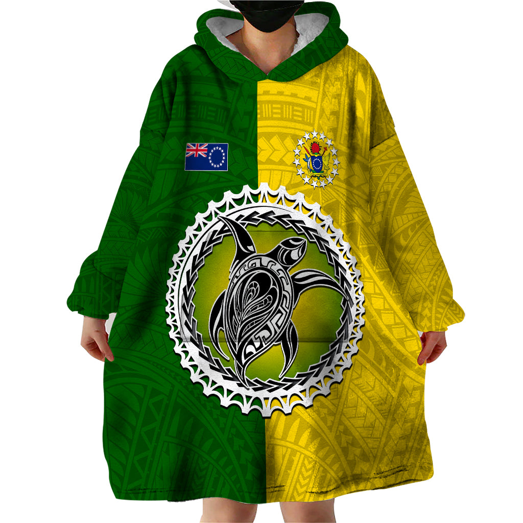 Cook Islands Wearable Blanket Hoodie Yellow-Green Half Style LT6 - Polynesian Pride