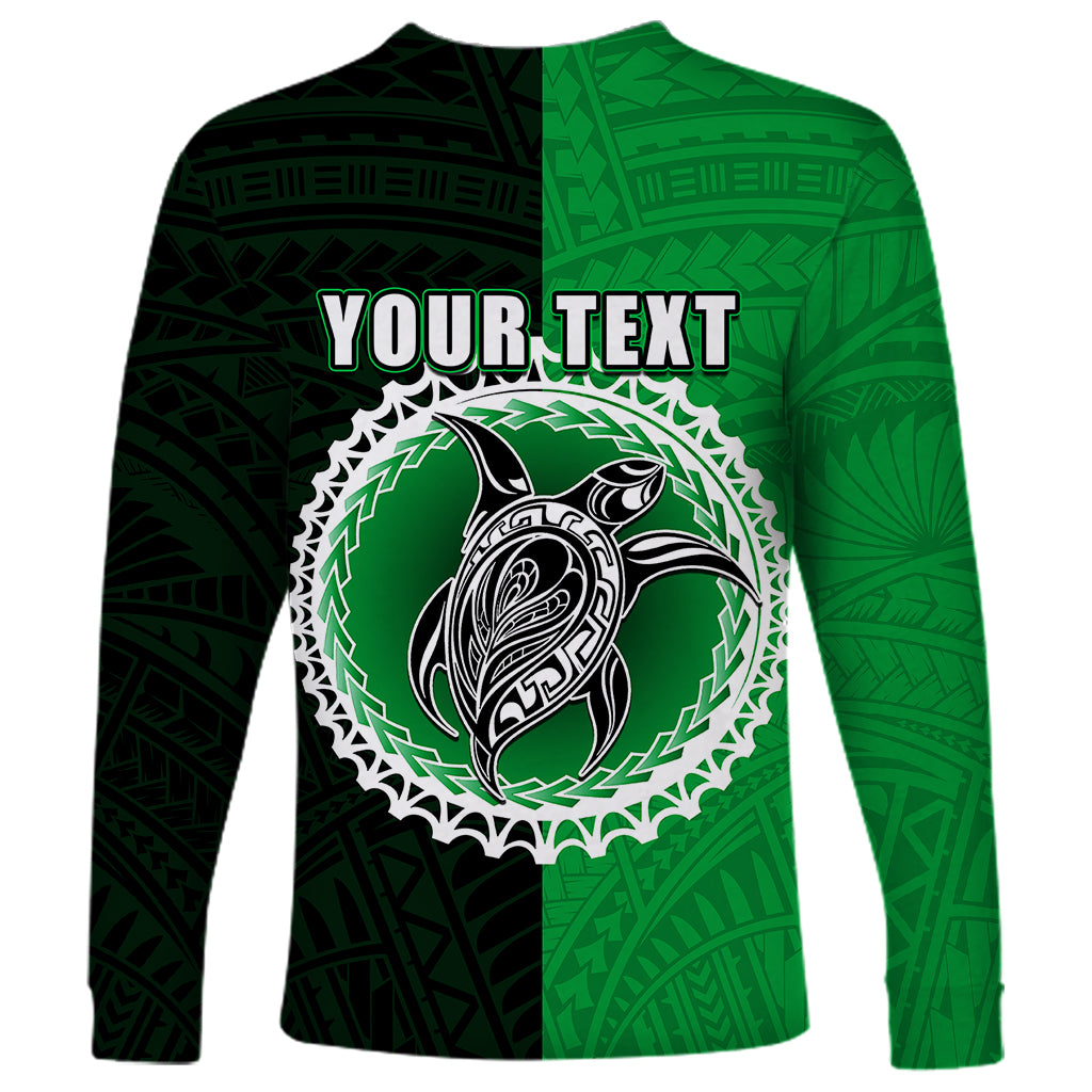 Custom Rarotonga Of Cook Islands Long Sleeve Shirt Mix Half Black LT6 - Polynesian Pride