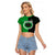 Custom Rarotonga Of Cook Islands Raglan Cropped T Shirt Mix Half Black LT6 Female Green - Polynesian Pride