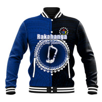 Custom Rakahanga Of Cook Islands Baseball Jacket Mix Half Black LT6 Unisex Blue - Polynesian Pride