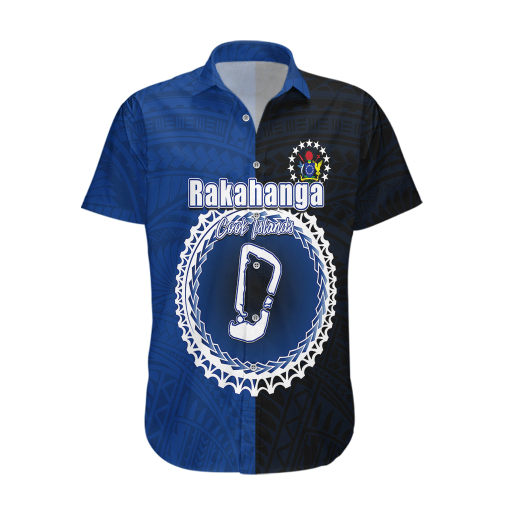 Custom Rakahanga Of Cook Islands Hawaiian Shirt Mix Half Black LT6 Blue - Polynesian Pride