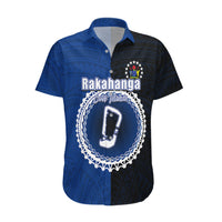 Custom Rakahanga Of Cook Islands Hawaiian Shirt Mix Half Black LT6 Blue - Polynesian Pride