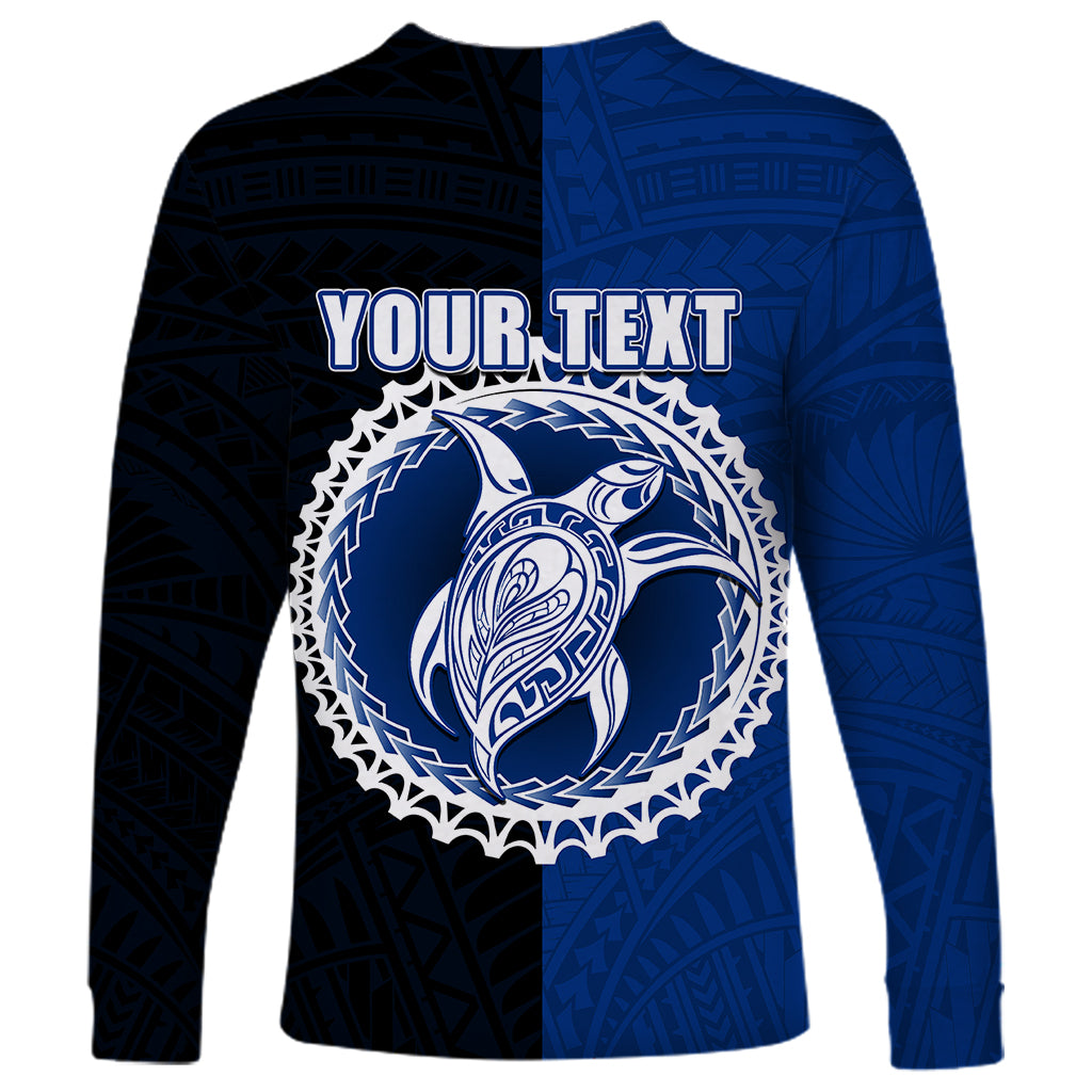 Custom Rakahanga Of Cook Islands Long Sleeve Shirt Mix Half Black LT6 - Polynesian Pride