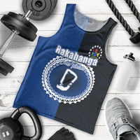 Custom Rakahanga Of Cook Islands Men Tank Top Mix Half Black LT6 Blue - Polynesian Pride