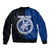 Custom Rakahanga Of Cook Islands Sleeve Zip Bomber Jacket Mix Half Black LT6 - Polynesian Pride