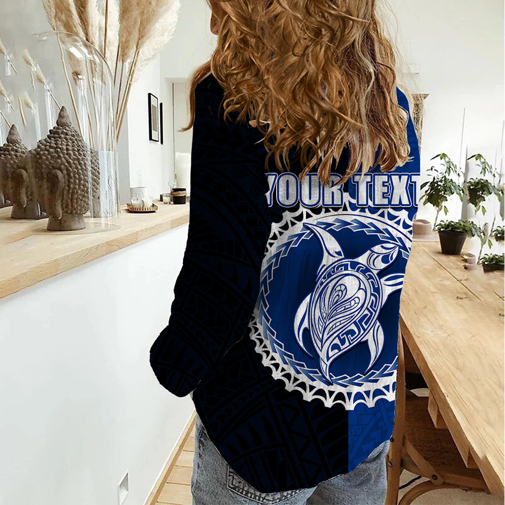 Custom Rakahanga Of Cook Islands Women Casual Shirt Mix Half Black LT6 - Polynesian Pride