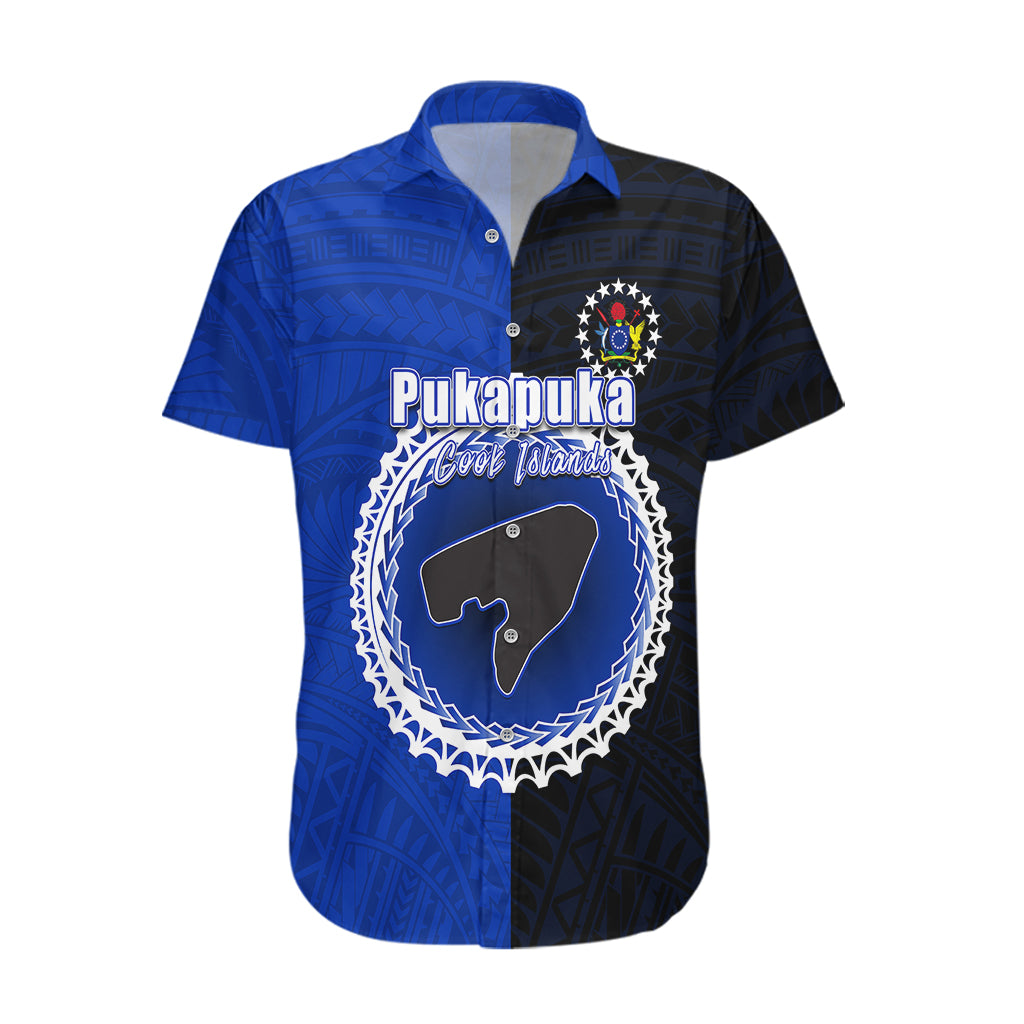 Custom Pukapuka Of Cook Islands Hawaiian Shirt Mix Half Black LT6 Blue - Polynesian Pride