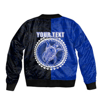 Custom Pukapuka Of Cook Islands Sleeve Zip Bomber Jacket Mix Half Black LT6 - Polynesian Pride