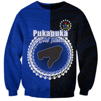 Custom Pukapuka Of Cook Islands Sweatshirt Mix Half Black LT6 Unisex Blue - Polynesian Pride