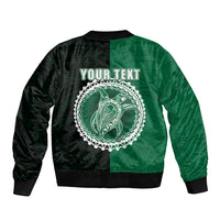 Custom Mitiaro Of Cook Islands Sleeve Zip Bomber Jacket Mix Half Black LT6 - Polynesian Pride