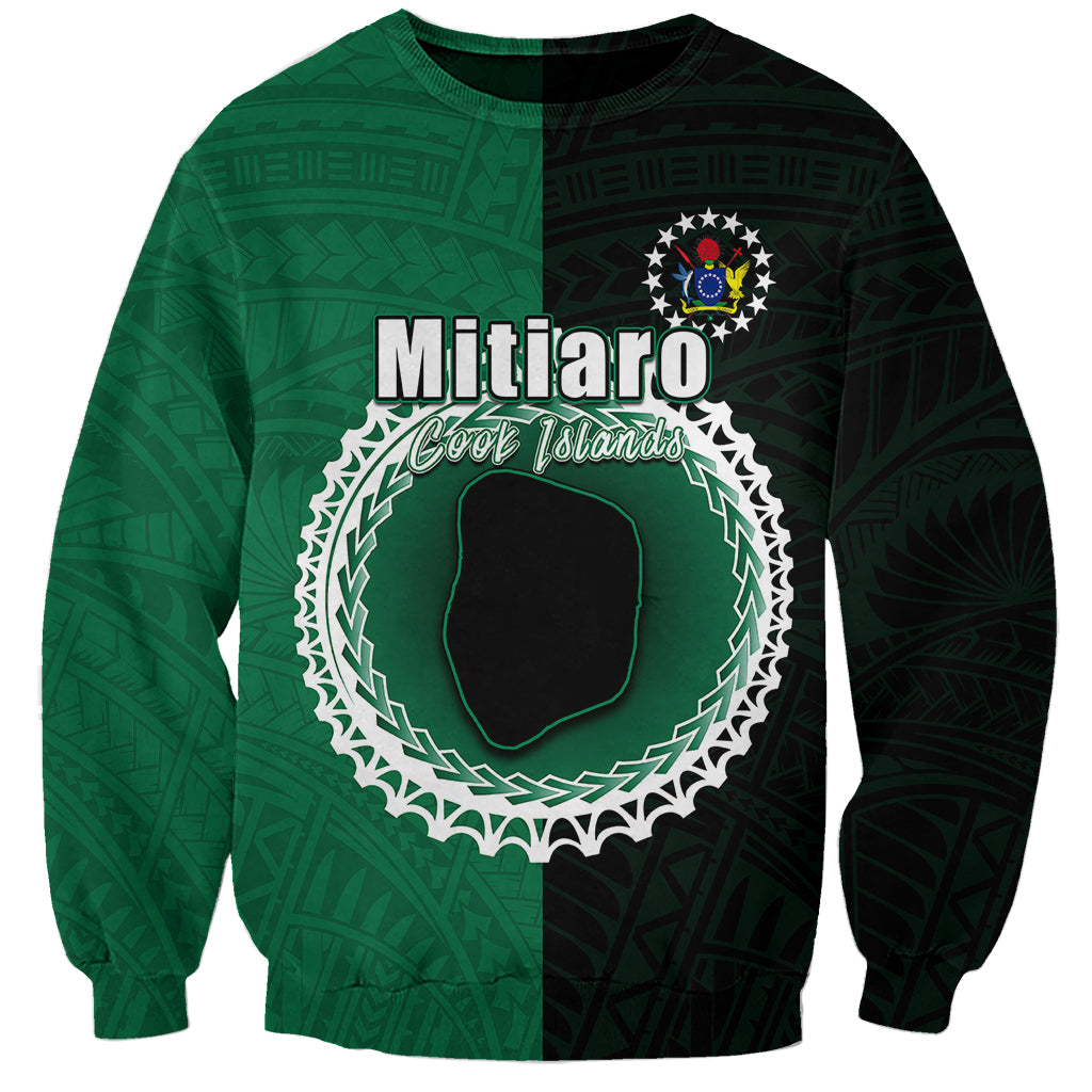 Custom Mitiaro Of Cook Islands Sweatshirt Mix Half Black LT6 Unisex Green - Polynesian Pride