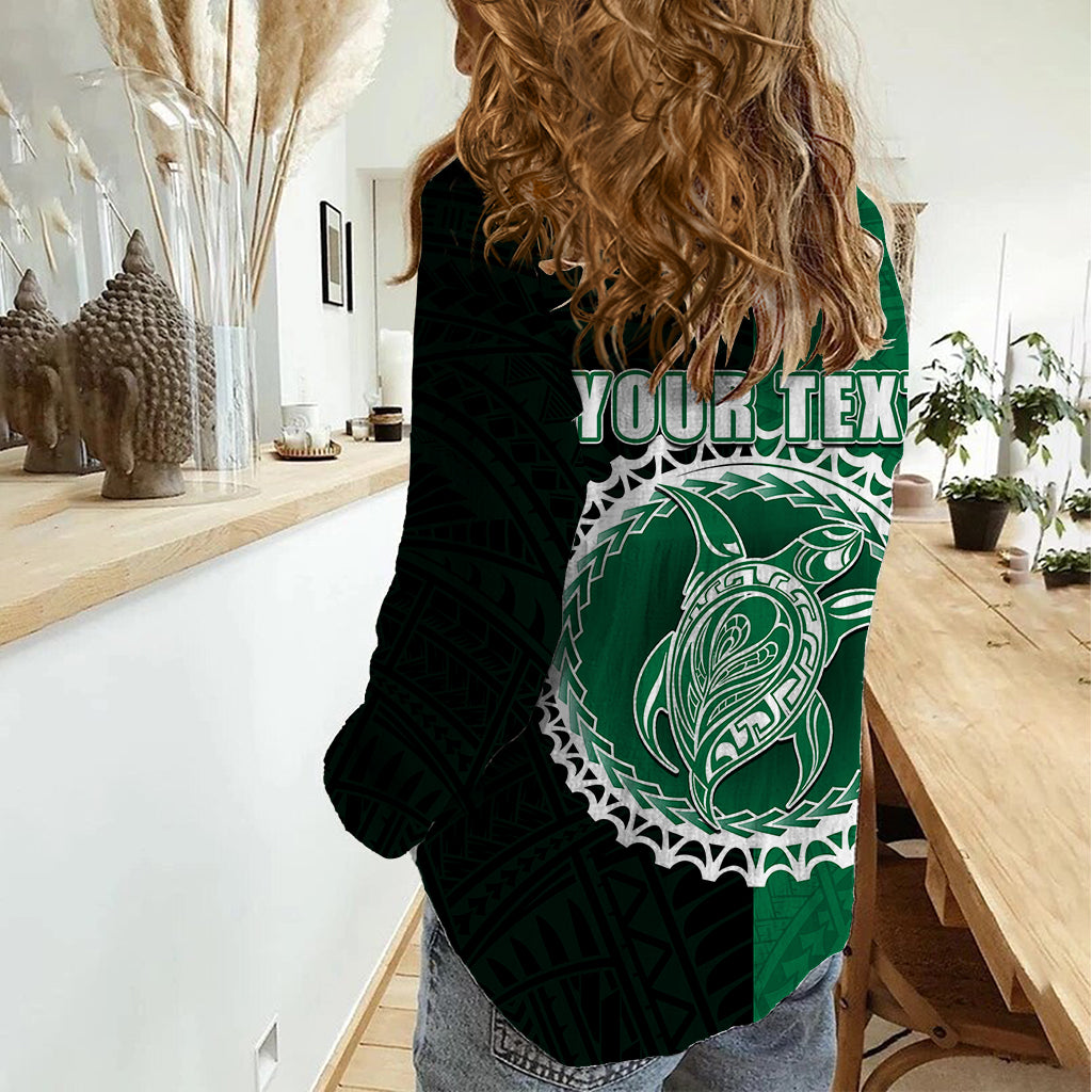 Custom Mitiaro Of Cook Islands Women Casual Shirt Mix Half Black LT6 - Polynesian Pride