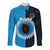 Custom Mauke Of Cook Islands Long Sleeve Button Shirt Mix Half Black LT6 Unisex Blue - Polynesian Pride
