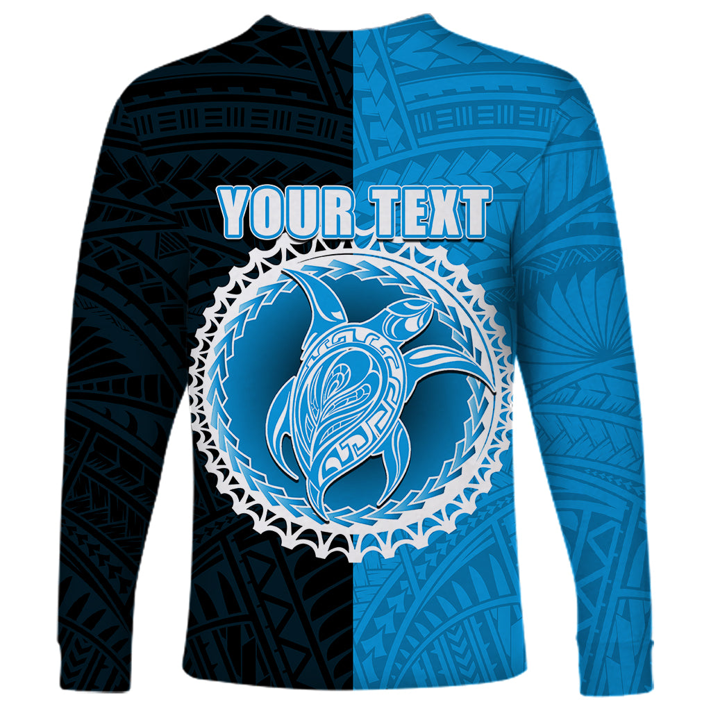 Custom Mauke Of Cook Islands Long Sleeve Shirt Mix Half Black LT6 - Polynesian Pride