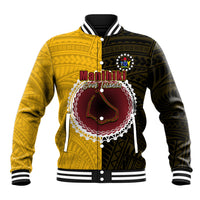 Custom Manihiki Of Cook Islands Baseball Jacket Mix Half Black LT6 Unisex Yellow - Polynesian Pride