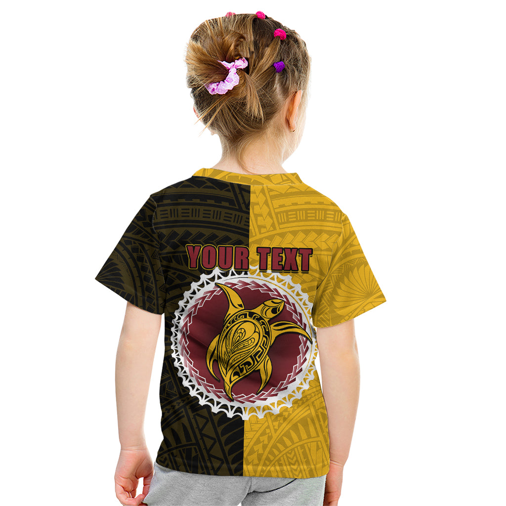 Custom Manihiki Of Cook Islands Kid T Shirt Mix Half Black LT6 - Polynesian Pride