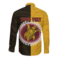 Custom Manihiki Of Cook Islands Long Sleeve Button Shirt Mix Half Black LT6 - Polynesian Pride
