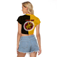 Custom Manihiki Of Cook Islands Raglan Cropped T Shirt Mix Half Black LT6 - Polynesian Pride