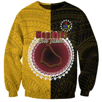 Custom Manihiki Of Cook Islands Sweatshirt Mix Half Black LT6 Unisex Yellow - Polynesian Pride
