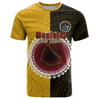 Custom Manihiki of Cook Islands T Shirt Mix Half Black LT6 Yellow - Polynesian Pride