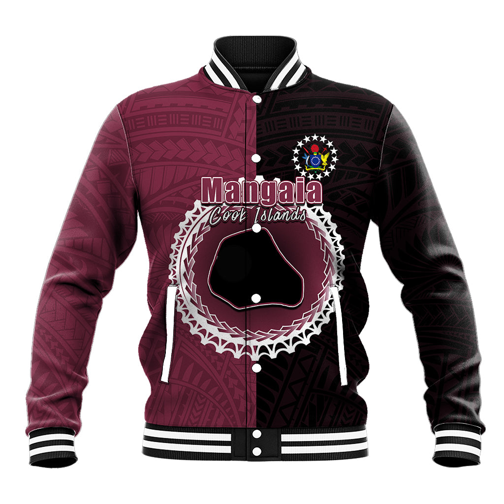 Custom Mangaia Of Cook Islands Baseball Jacket Mix Half Black LT6 Unisex Maroon - Polynesian Pride